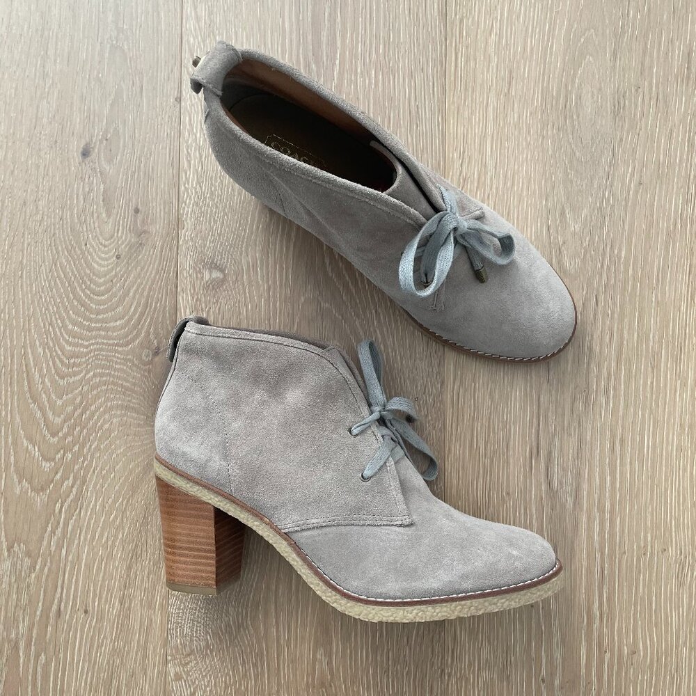 Coach Boots Women 9.5 B Ankle Booties Nikol Tan Beige Suede Heels Turnlock